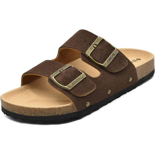Utigh-Mules Femme Boucle Mules Et Sabots Femme Bout Ouvert Cuir Été Plates En Liège Sandales