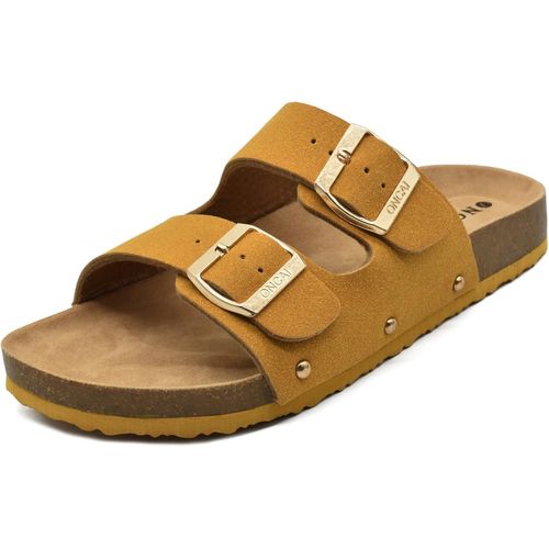 Utigh-Mules Femme Boucle Mules Et Sabots Femme Bout Ouvert Cuir Été Plates En Liège Sandales
