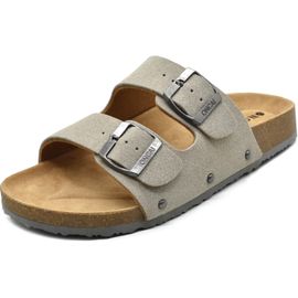 Utigh-Mules Femme Boucle Mules Et Sabots Femme Bout Ouvert Cuir Été Plates En Liège Sandales