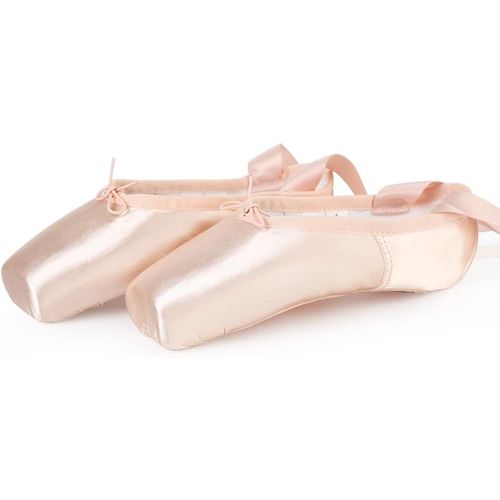 Utigh-Chaussure De Danse De Pointe Chaussures De Ballet En Satin Rose Avec Capuchons D'orteils Protecteurs Et Ruban Pour Femme Fille