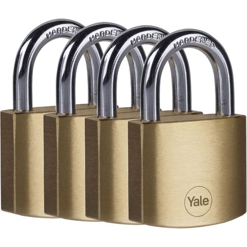 UTIGH-Y110B/40/122/4 - Lot de 4 cadenas laiton s'entrouvrant 40 mm, anse acier cémenté, 4 clés - Pour Casier Scolaire Ecole, Vestiaire de Sport, Boîte à Outils, Armoire