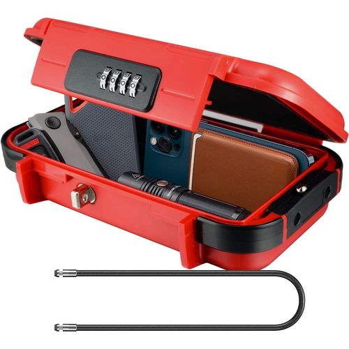 jum-Boîte De Sécurité Portable Avec Code À 4 Chiffres,Coffre-Fort Pour Clés D'Extérieur,CordeMétallique Amovible,Combinaison Étanche Et Résistante Aux Chocs Pour LaMaison,Le Bureau,