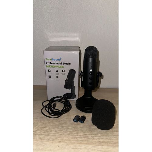 zealsound USB Microphone à Condensateur, Micro Gaming pour PC Phone Ordinateur Portable et PS4&5, avec Muet/Écho/Réduction du Bruit, pour Streaming, Enregistrement,Vocal,Podcast,Twitch, ASMR,K66 Noir