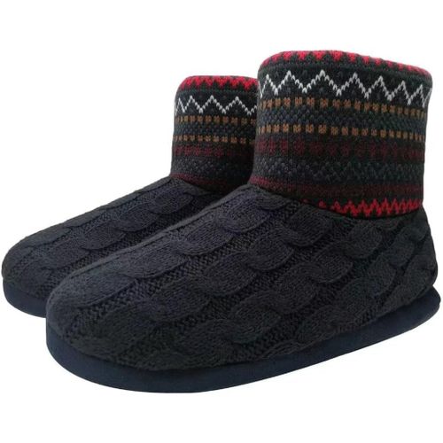 Utigh-Tricoté Laine Chaudes D'intérieur Homme Chaussons Bottes Pantoufles Velours Mousse À Mémoire Doublure En Semelle Antidérapante - 43
