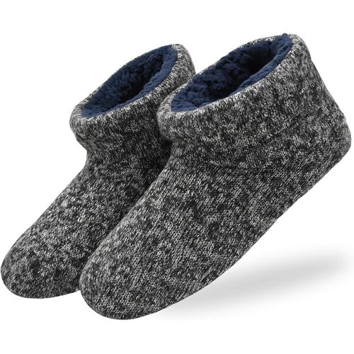 Kjakl Tricoté Laine Chaudes D'intérieur Homme Chaussons Bottes Pantoufles Velours Mousse Mémoire Doublure En Semelle Antidérapante