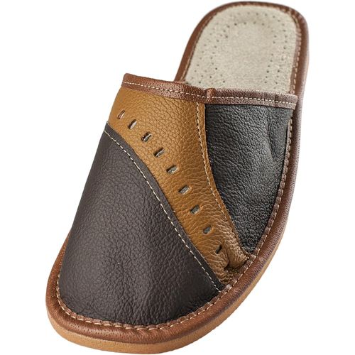 Utigh-Chaussons Hommes Pantoufle Chausson Homme Cuir Mules Pantoufles Semelle Solide 40-46 Eu