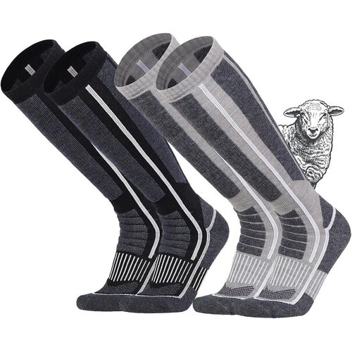 Utigh-2 Paires Chaussettes De Ski Laine Mérinos Homme, 39-44 Chaussette Thermique D'hiver