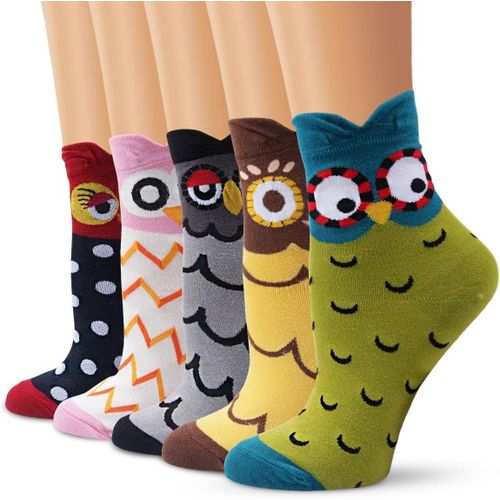 Kjakl-Coton Chaussettes Thermiques Chaussettes Adulte Unisexe Chaussettes (5 Chouette) - Multicouleurs - Taille Unique