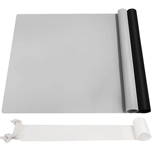 Utigh-2 Pièces Tapis Silicone 70x50 Cm, Tapis Silicone Resine Epoxy, Antiadhésif Tapis En Silicone Pour Resine Epoxy, Tapis De Table Pour Fabrication De Moulage Époxy(Gris/Noir)