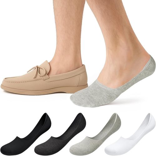 Kjakl-4 Paires Chaussettes Invisibles Homme, Chaussette Basse Avec Silicone Antidérapant Doux Et Confortable Chaussette Mocassin Pour Baskets, Chaussures Oxford Et Chaussures Décontractées