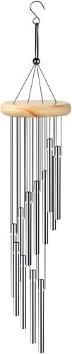 Carillons Décoratifs d'Extérieur, Carillon à Vent Tube Aluminium, Wind Chimes Outdoor Indoor, Carillon à Vent de Jardin Exterieur, Carillons Éoliens Extérieur 58cm avec 12 Tubes Carillon