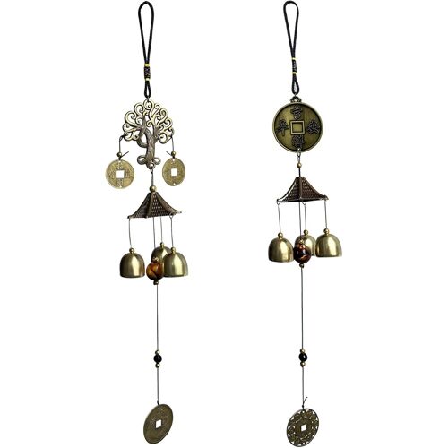 Mevronisshop-2 Pièces Carillons Éoliens Fengshui, Carillons Éoliens Chinois, Éolien Cloches Bronze, Pour Fenêtres Intérieures, Jardins, Balcons (Style Arbre Fortune Aléatoire)
