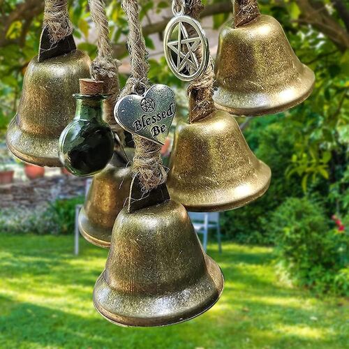 KALANKA-Cloches de Sorcières, Carillons éoliens en Métal, Carillon à Vent de Boho Style, Breloque de Protection de Porte, pour Porche, Maison, Jardin, Fenêtre (65cm)