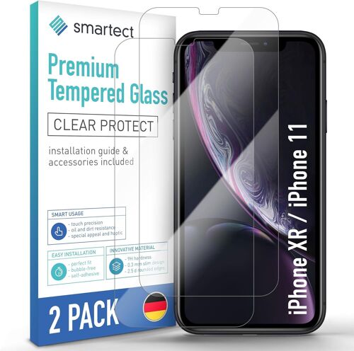 JGD-Verre Trempé [2 Pièces, Clear] pour iPhone XR/iPhone 11, Protecteur d'écran en Verre HD Anti Rayures, Sans Bulles, Dureté 9H, 0.3mm Ultra Transparent, Ultra Résistant