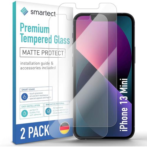 CAUC-Verre Trempé [2 Pièces, Mat] pour iPhone 13 mini, Protecteur d'écran en Verre HD Anti Rayures, Sans Bulles, Dureté 9H, Ultra Résistant