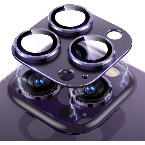 Ersan-Pour Iphone 14 Pro/Iphone 14 Pro Max Caméra Protection, Conception D'une Seule Pièce Alliage D'aluminium Verre Trempé Protection Objectif Caméra Arrière - Violet