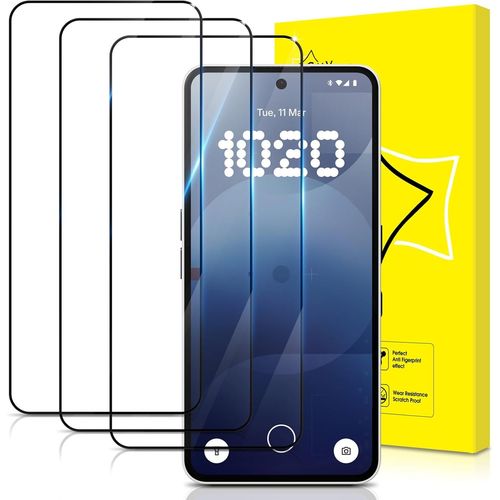 CAUC-Lot de 3, Verre Trempé pour Nothing Phone 3a/3a Pro [Couverture Complète] [Vitre Protecteur 9H Dureté] [Sans Bulles] [Anti-rayures] Film Protection écran