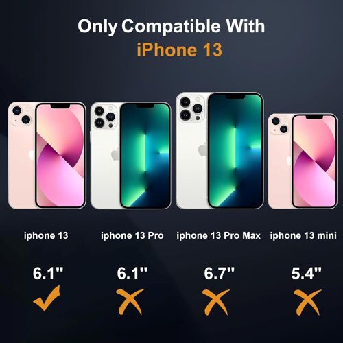 TZF-Coque Magnétique pour iPhone 13 avec 2 Pièces Verre Trempé Protection Écran + 2 Protections pour caméras, Anti-Rayures, Anti-Dérapante, Etui de Noir TPU Protection iPhone 13