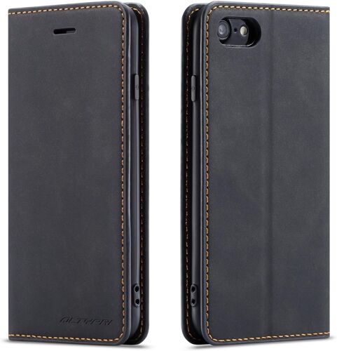 iPhone 16e/SE 4 Case, Premium PU Leather Wallet Conch Case, Card Slots Magnetic Clasp Stand Function Flip Case for iPhone 16e/SE 4 - Black