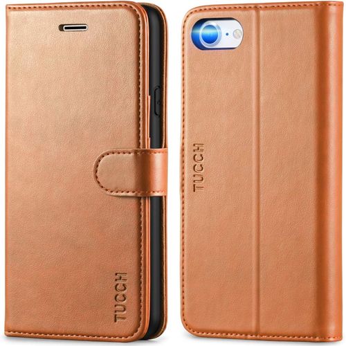 Coque Iphone Se 2022 5g, Coque Iphone Se 2020, Housse Etui Tpu En Cuir Synthetique Portefeuille Rangement Carte Protection Fonction Support, Fermeture Magnetique Pour Iphone Se3/Se2/8/7 - Brun
