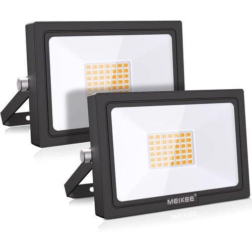 Asfasfq-Projecteurs Led Extérieur 35w, Lot De 2 Spot Led Extérieur Ip66 Étanche, 3000lm Super Brillant, Blanc Chaud 2700k, Éclairage De Sécurité Pour Patio, Jardin, Garage, Terrasse, Usine, Entrée