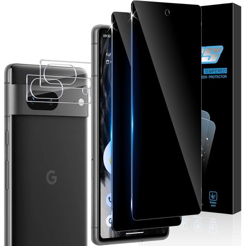 Cauc-Verre Trempé Anti-Espion Couverture Complète Pour Google Pixel 7 5g Avec Hd Caméra Arrière Protecteur [2+2 Pcs], Dureté 9h Privacy Film Protection Écran De Confidentialité