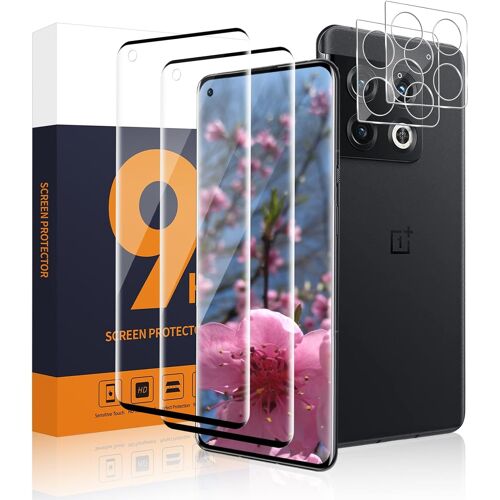 CAUC-Lot de 2 + 2 films de protection d'écran en verre blindé pour Oneplus 10 Pro 5G, 3D, s'adapte parfaitement aux rayures Oneplus 10 Pro