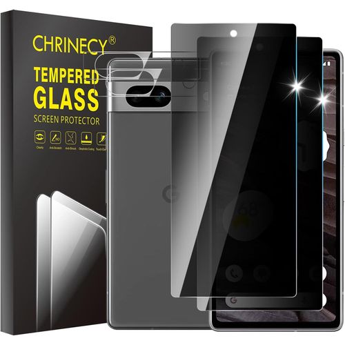 [4 Pièces] 2pcs Protection Ecran Et 2pcs Caméra Arrière Protecteur Pour Google Pixel 7a, Privacy Film De Protection En Verre Trempé, Anti-Emprenites Digitales, Sans Bulles