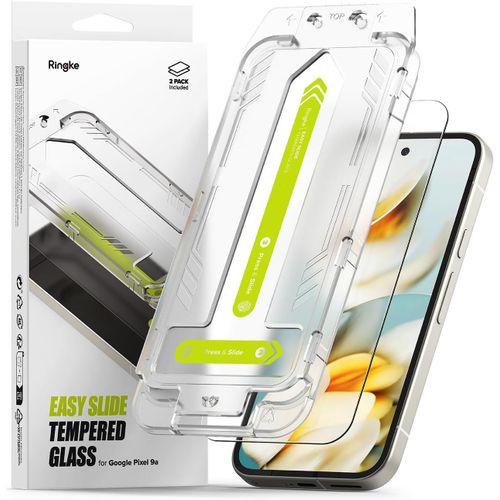 CAUC-Easy Slide Tempered Glass Compatible avec Verre Trempé Google Pixel 9a [2 Pack] Qualité HD Transparent Anti-Rayures 9H Dureté Application Facile Protecteur d'écran Google Pixel 9a