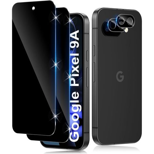 CAUC-Verre Trempé Anti-Espion pour Google Pixel 9A 5G avec Caméra Arrière Protecteur [2+2 Pcs], Protection Objectif Caméra pour Tout CoqueDureté 9H HD Glass Anti-Spy Protection d`écran