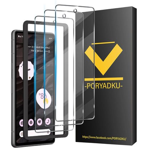 3 Pièces Verre Trempé Pour Google Pixel 7a, Et 1 Cadre D'installation, Déverrouillage Par Empreinte Digitale, Dureté 9h, Anti-Rayures, Sans Bulles, 3d-Coverage, Hd Verre