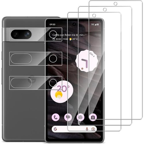 Pack 3 Verres Trempés + 3 Protections Caméra Pour Google Pixel 7a - 9h, 0,33 Mm, Ultra-Clair 99,99%, Anti-Rayures & Anti-Bulles, Sensibilité Tactile Élevée