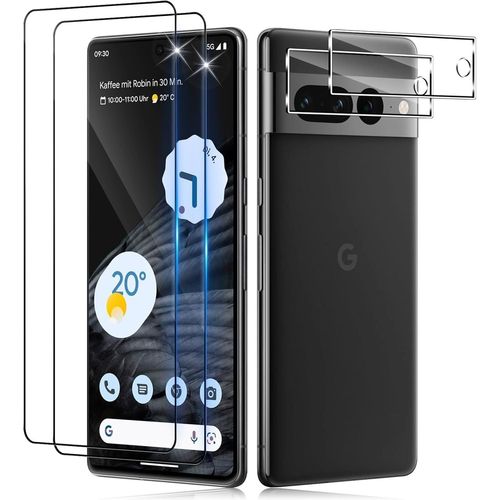 Cauc-3d Verre Trempé À Couverture Complète Pour Google Pixel 7 Pro Et Caméra Arrière Protecteur [2+2 Pcs], Dureté 9h Ultra Résistant Protection Écran Film En Verre Trempé