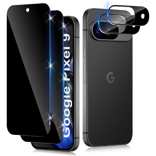 CAUC-Verre Trempé Anti-Espion pour Google Pixel 9 5G avec Caméra Arrière Protecteur [2+2 Pcs], Protection Objectif Caméra pour Tout CoqueDureté 9H HD Glass Anti-Spy Protection d¿écran