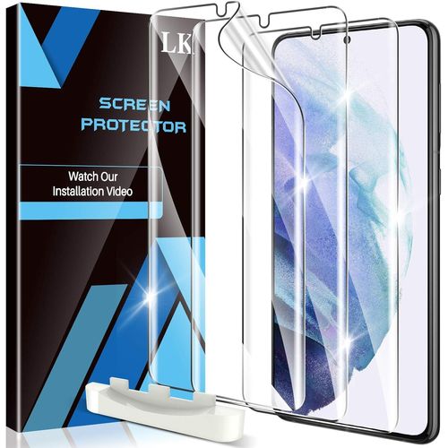 CAUC-Lot de 3 films de protection d'écran compatibles avec Samsung Galaxy S21 Plus et S21 Plus 5G - Transparent - En TPU souple - Anti-traces de doigts - Sans bulles