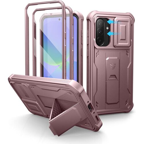 Pour Coque Samsung Galaxy A36[Double Cadre Avant Et Support] Avec Caméra Coulissante Intégrée & Protecteur D'écran,Coque De Protection Robuste Résistante Aux Chocs-Poudre Pivoine