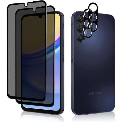 2+2 Pièces Anti-Espion Verre Trempé + Caméra Arrière Protecteur Compatible Avec Samsung Galaxy A15 4g, 9h Dureté Privacy Verre Trempé Pour Samsung Galaxy A15 4g