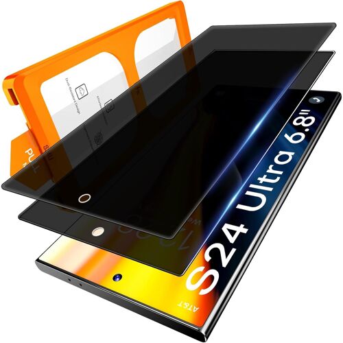 MEVRONISSHOP-L¿K 2 Pièces Verre Trempé pour Samsung Galaxy S24 Ultra Ecran Anti Espion, Installation Automatique 0 Poussière & Bulles