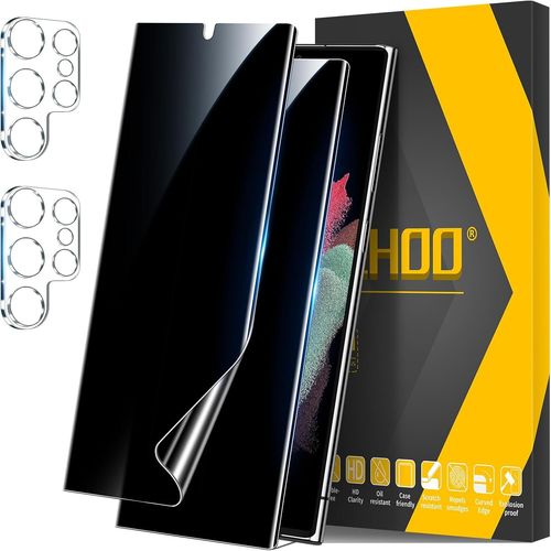 Pour Samsung Galaxy S21 Ultra Protection D'écran Anti-Espion, 2 Film Tpu Flexible Et 2 Protection D'objectif, Compatible Id D'empreinte Digitale Coque Amical Accessoire Anti-Spy Privacy Film