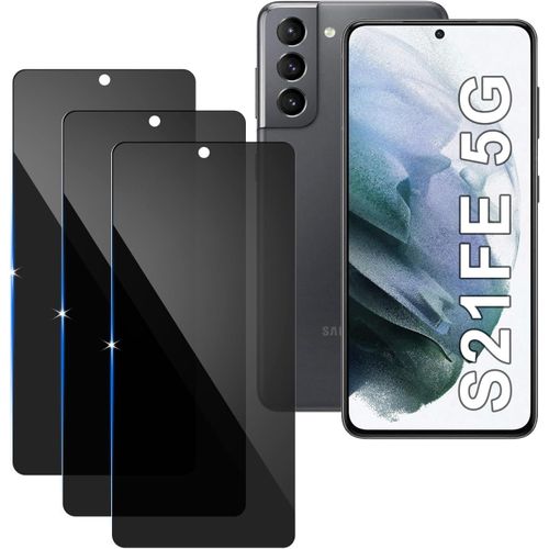 Lot De 3 Protecteurs D'écran En Verre Trempé Confidentialité Pour Samsung Galaxy S21 Fe ¿ Anti¿Espion 9h, Anti¿Rayures, Revêtement Oléophobe, Sans Bulles, Compatible Reconnaissance Faciale