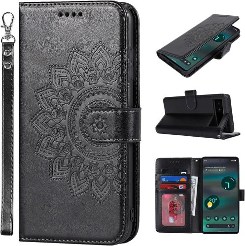 Etui Coque Pour Google Pixel 6A Protection Housse En Premium Cuir Pu Pochette Rabat Clapet Case Porte Carte Magnétique, Pixel 6A Etui Portefeuille - Noir