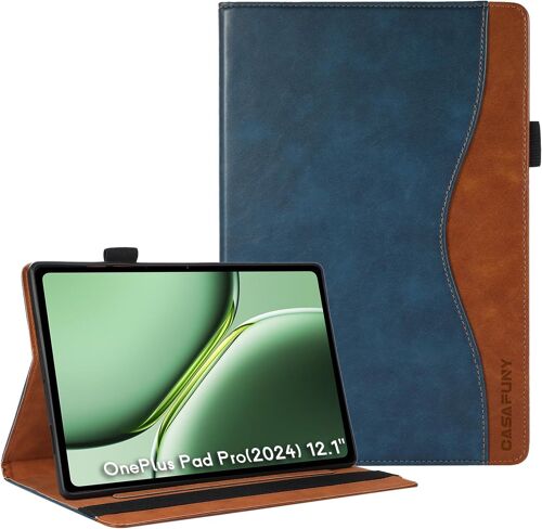 KAL-Coque Pour Oneplus Pad Pro 12,1 Pouces Étui Housse De Protection En Cuir Pu Avec Poche De Document Pour Tablette Oneplus Pad Pro Tablette 2024, Bleu