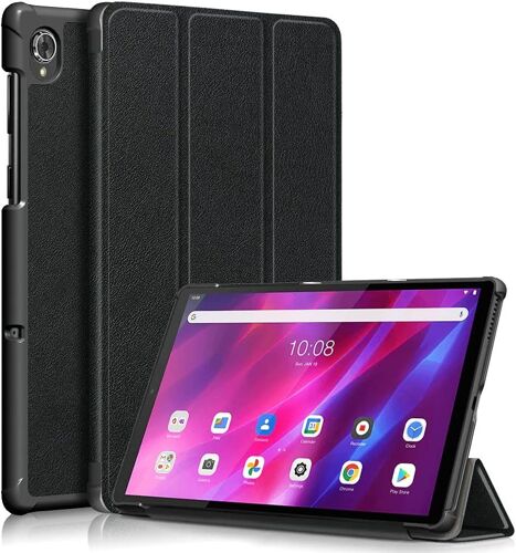 ELVORIX-Custer Coque pour Lenovo Tab K10 TB-X6C6,PU-Cuir Étui Housse pour Lenovo Tab K10 TB-X6C6 - Noir