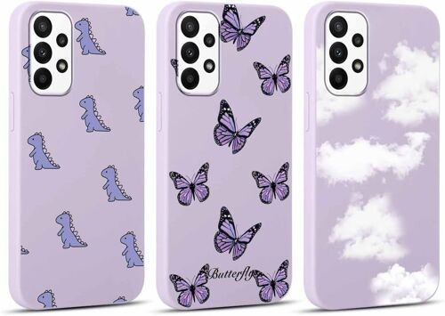 SJZG-3 Pièces Coque Pour Samsung Galaxy A23 5G 6,6"", Ultra Fine Souple Silicone Tpu Avec Aesthetic Motif Papillon Design Étui Pour Femmes, Antichoc Anti-Rayures Protection Housse Pour Samsung A23 5G