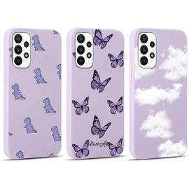 SJZG-3 Pièces Coque Pour Samsung Galaxy A23 5G 6,6"", Ultra Fine Souple Silicone Tpu Avec Aesthetic Motif Papillon Design Étui Pour Femmes, Antichoc Anti-Rayures Protection Housse Pour Samsung A23 5G