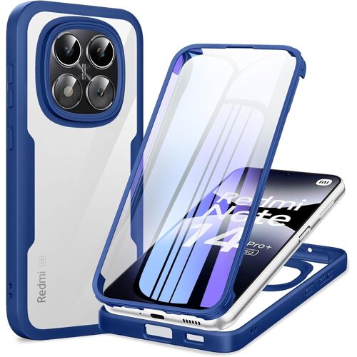 SJZG-360 Degrés Coque Pour Xiaomi Redmi Note 14 Pro 5G/Note 14 Pro Plus Avec Protection D'Écran, Silicone Antichoc Anti-Rayures Intégrale Étui Housse Pour Redmi Note 14 Pro, Bleu