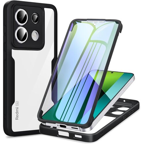 SJZG-360 Degrés Coque Pour Xiaomi Redmi Note 13 Pro 5G/Poco X6 5G Avec Transparent Protection D'Écran, Silicone Antichoc Écran Coque, Anti-Rayures Intégrale Étui Housse Pour Redmi Note 13 Pro, Noir