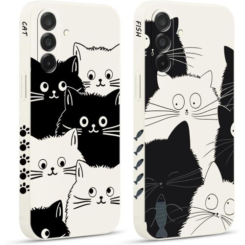 LORANKA-2 Pièces Coque pour Samsung Galaxy A26 5G 6,64"", Etui avec Chat Poisson Mignon Motif Antichoc Amusante Peint Dessin Latéral Case Souple Silicone Housse Téléphone en Souple Fille Girly Cover