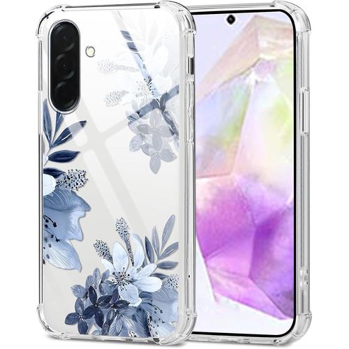 Transparente Coque Pour Samsung Galaxy A36, Fleur Aesthetic Motif Étui Mignon Design Housse Pour Filles, Silicone Cover Antichoc Anti-Rayures Bumper Case Pour Samsung A36 6,64"", Bl[Hou996703]