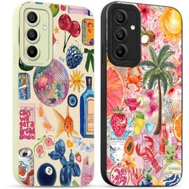 TRAHOO-2 Pièces Coque pour Samsung Galaxy A34 5G 6,5'', Etui Silicone avec Summer Collage Aesthetic Motif Design, Caméra de Protection Case Antichoc Housse pour Femme Ultra Fine TPU Étui Souple